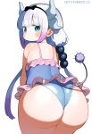  1girl beads black_hairband curvy dragon_girl dragon_horns dragon_tail electric_plug_tail hair_beads hair_ornament hairband highres hiita_(hitta_99) horns kanna_kamui kobayashi-san_chi_no_maidragon multicolored_hair plump shortstack tagme tail thighhighs twintails white_thighhighs 