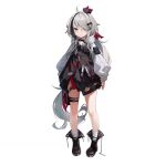  1girl ahoge benghuai_xueyuan boots full_body grey_hair hair_ornament hairclip honkai_(series) long_hair official_art paris_parado_(benghuai_xueyuan) smile solo third-party_source transparent_background yellow_eyes 