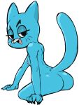 2024 animal_humanoid anthro butt cartoon_network cat_humanoid claws digital_media_(artwork) felid felid_humanoid feline feline_humanoid female hi_res humanoid mammal mammal_humanoid nicole_watterson nipples open_mouth rear_view simple_coloring solo the_amazing_world_of_gumball viofsa