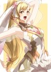  1girl absurdres animal_ears bare_shoulders blonde_hair easter fake_animal_ears fire_emblem fire_emblem_heroes highres long_hair official_alternate_costume official_alternate_hairstyle open_mouth playboy_bunny ponytail rabbit_ears sharena_(fire_emblem) sharena_(spring)_(fire_emblem) swept_bangs to_(tototo_tk) 