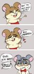anthro blush comic cricetid dexter_(hamtaro) dialogue digital_media_(artwork) duo english_text eyes_closed fur hamster hamtaro_(series) hi_res howdy_(hamtaro) humor male male/male mammal meme open_mouth penguinfat rodent simple_background smile speech_bubble tail text