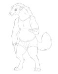 absurd_res anthro belly canid clothing digitigrade halbean hi_res hyena male mammal piercing solo