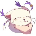  2others blush cat cat_day closed_mouth digimon digimon_(creature) happy kominami_404 multiple_others simple_background tailmon white_background white_fur 