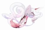  absurdres angel_wings animal biting blood bloody_wings full_body guro halo highres kamikiririp no_humans original self-harm snake solo tail tail_biting white_background white_scales wings 