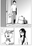  1girl cologne_(heartcatch_precure!) comic father_and_daughter glasses greyscale heartcatch_precure! ishida_akira monochrome precure professor_sabaku surprised translated tsukikage_yuri 