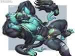 amon-sydonai anthro big_pecs black_body bodily_fluids bulge canid canid_demon canine cerberus cerberus_(fortnite) clothed clothing demon detailed_bulge epic_games european_mythology fangs forked_tongue fortnite genital_outline genitals greek_mythology green_body green_penis hellhound hi_res living_tail long_tongue male mammal multi_head mythological_canine mythological_creature mythology open_clothing open_mouth open_topwear open_vest pecs penis penis_base penis_outline reclining reptile saliva scalie sharp_teeth snake solo tail teeth tenting tongue tongue_out topwear unusual_anatomy unusual_tail vest