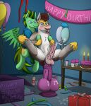 absurd_res anal anal_penetration balloon balls big_dildo birthday birthday_cake blush bodily_fluids cake chest_tuft clothed clothing cum cum_on_balls cum_on_dildo cum_on_ground cum_on_self dessert dildo duo earth_pony ejaculation equid equine feral flying food genital_fluids genitals gift_box hasbro hi_res hoodie horse inflatable lube lube_bottle male male/male mammal massive_dildo multicolored_body my_little_pony mythological_creature mythological_equine mythology navel partially_clothed pegasus penetration penis peryton_(fluffy_peryton) pony sex_toy spread_legs spread_wings spreading taco.m.tacoson tacomytaco tongue tongue_out topwear tuft two_tone_body wings