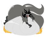 ambiguous_gender anthro antlers belly big_belly big_butt bloated boot_(artist) butt canid canine canis claws digital_media_(artwork) dragon duo eyelashes eyeshadow feral fur gold hair hi_res horn huge_belly hyper makeup male mammal morbidly_obese morbidly_obese_ambiguous mythological_creature mythological_scalie mythology narrowed_eyes obese obese_ambiguous open_mouth oral_vore overweight overweight_ambiguous overweight_male scalie simple_background size_difference solo tail thick_thighs tongue treasure_hoard ty_(qweave) vore wide_hips