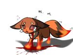 asphyxiation blood bodily_fluids canid canine crying feral fox foxparks gore hi_res imminent_death mammal pal_(species) palworld pocketpair scared snuff tears yuumisocute