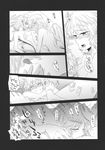  alice_margatroid blush breasts comic doujinshi greyscale highres hug izayoi_sakuya kiss medium_breasts megumiya monochrome multiple_girls nude scan sex short_hair touhou translation_request yuri 