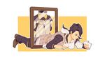 bad_id bad_pixiv_id black_hair bunny dok_all illuso jojo_no_kimyou_na_bouken man_in_the_mirror_(stand) mirror multiple_boys multiple_tails tail too_many too_many_bunnies 
