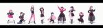  6+girls absurdres aida_rikako arms_up belt black_coat black_dress black_footwear black_jacket black_pantyhose black_shirt black_skirt boots braid brown_hair closed_mouth coat commentary crown_braid dress furihata_ai gloves hair_bun hairband hand_on_own_hip highres inami_anju incredibly_absurdres jacket knee_boots kobayashi_aika komiya_arisa legs_apart letterboxed long_hair long_sleeves looking_at_viewer love_live! love_live!_sunshine!! multiple_girls nyasa one_eye_closed open_clothes open_jacket pants pantyhose pink_gloves pink_hair pink_hat pink_jacket pink_pants pink_shirt pink_skirt purple_hair purple_shirt red_eyes red_skirt saitou_shuka see-through see-through_skirt shadow shirt short_hair simple_background single_side_bun skirt smile squatting standing suwa_nanaka suzuki_aina_(voice_actor) takatsuki_kanako twintails white_background 