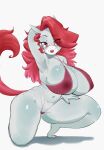 anthro big_breasts bikini breasts cinnie_(wizpig) clothed clothing equid equine eyelashes eyewear female female/female freckles fur glasses grey_body grey_fur hair hand_behind_head hi_res horse looking_at_viewer mammal nails nectarune pinup pose raised_arm red_hair skimpy solo swimwear