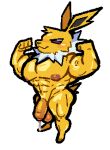 2024 3_toes abs anthro balls big_penis bodily_fluids cum cum_drip cum_dripping_from_penis cum_string darkened_genitalia dripping eeveelution feet flaccid flexing flexing_bicep flexing_both_biceps flexing_muscles foreskin fur generation_1_pokemon genital_fluids genitals glans jolteon leaking_cum male mane milkvislon muscular muscular_anthro muscular_male navel nintendo nipples nude orange_nipples penis pink_glans pokemon pokemon_(species) purple_eyes simple_background solo standing thick_penis toes unretracted_foreskin vein white_background white_mane yellow_balls yellow_body yellow_foreskin yellow_fur yellow_penis