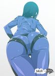  ass blue_hair bodysuit from_behind mizuki_makoto niimi_kaoru thigh_gap uchuu_senkan_yamato uchuu_senkan_yamato_2199 