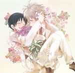  bad_id bad_pixiv_id blush bouquet carrying couple flower happy husband_and_husband ikari_shinji laughing male_focus multiple_boys nagisa_kaworu neon_genesis_evangelion pegu_(sokokunatoriumu) princess_carry smile tuxedo yaoi 