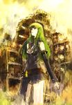  absurdres artist_request c.c. code_geass detached_sleeves green_hair highres long_hair ruins solo 