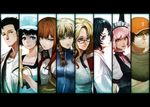  5girls akiha_rumiho amane_suzuha black_hair blonde_hair blue_eyes braid brown_hair column_lineup everyone hashida_itaru kiryuu_moeka lack makise_kurisu multiple_boys multiple_girls okabe_rintarou shiina_mayuri steins;gate urushibara_ruka 