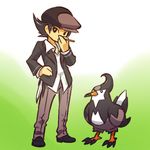  bird cabbie_hat gen_4_pokemon hand_on_hip hat hitec jacket male_focus moemon personification pokemon pokemon_(creature) staravia 