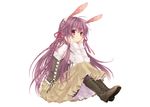  animal_ears bunny_ears bunnygirl long_hair purple_hair red_eyes reisen_udongein_inaba ribbons touhou white 