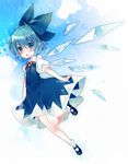  bad_id bad_pixiv_id blue_eyes blue_hair bow cirno flying hair_bow mary_janes sanada_nako shoes solo touhou wings 