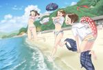  beach brown_hair ponytail skirt swimsuit tagme tube water 