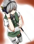  bad_id bad_pixiv_id highres konpaku_youmu red_eyes shigeruoomi short_hair silver_hair solo sword thighhighs touhou weapon 