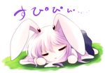  =_= animal_ears bunny_ears closed_eyes long_hair lying on_stomach purple_hair reisen_udongein_inaba sleeping solo touhou yume_shokunin 