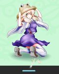  ao_usagi arkanoid blonde_hair breasts eyes hat medium_breasts moriya_suwako nipples solo thighhighs touhou yellow_eyes 