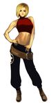  bare_shoulders belt blonde_hair blue_mary boots brown_eyes contrapposto fatal_fury halter_top halterneck hand_on_hip loose_belt midriff navel pants short_hair solo standing steward_b the_king_of_fighters 