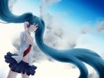  aqua_hair green_eyes hatsune_miku phone seifuku tears vocaloid 