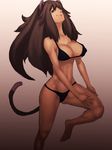  animal_ears bikini blue_eyes breasts brown_hair cat_ears cat_tail cleavage curvy fumio_(rsqkr) gradient gradient_background large_breasts long_hair original smile solo swimsuit tail toned 