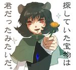  blush face flower foreshortening hands nazrin short_hair solo touhou translated vica 