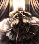  bad_id bad_pixiv_id banned_artist curtains dress hijiri_byakuren juliet_sleeves layered_dress long_sleeves looking_at_viewer monochrome outstretched_arms paseri puffy_sleeves solo standing touhou 