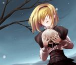  alice_margatroid blonde_hair dress hairband namatarou short_hair skull sky solo touhou tree 