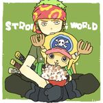  bandana food male_focus one_piece one_piece:_strong_world popcorn roronoa_zoro tony_tony_chopper yukke 