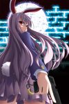  animal_ears bad_id bad_pixiv_id bunny_ears bunny_tail gun long_hair pilky pleated_skirt purple_hair red_eyes reisen_udongein_inaba skirt solo tail touhou trigger_discipline weapon 