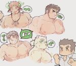  5boys ^_^ abs animal_ears bara bear_boy blush brown_hair closed_eyes cow_boy cow_ears cow_horns cropped_torso eye_black facial_hair facial_mark fiery_horns forehead_mark forked_eyebrows frown furry furry_male glasses glowing_horns goatee green-framed_eyewear grin highres horns huge_pectorals igarashi_(igarashi_ta) kajiya_kurogane large_pectorals leib_(housamo) male_focus mature_male medium_sideburns multiple_boys muscular muscular_male nipples nude pectorals profile protagonist_3_(housamo) raised_fist short_hair sideburns sideburns_stubble smile sparkling_aura spiked_hair stubble thick_eyebrows tokyo_afterschool_summoners trait_connection translation_request wakan_tanka yaoi zao_(housamo) 