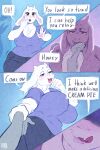  absurd_res ambiguous_gender anthro big_breasts blush boss_monster_(undertale) bottomwear bovid breasts caprine clothed clothing comic curvy_figure darkriallet dialogue duo english_text eyebrows female female/ambiguous figners floppy_ears fur half-closed_eyes heart_pupils hi_res horn huge_breasts long_ears looking_at_viewer mammal mature_anthro mature_female narrowed_eyes nipple_outline open_mouth pants shirt signature speech_bubble text thick_thighs topwear toriel undertale_(series) voluptuous white_body white_fur wide_hips wrist_grab 