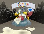 annoyed anthro autism autistic balls balls_on_ground banner being_watched big_balls bite bodily_fluids clothing coat crowd_scene cum cum_on_ground cum_pool cumming_at_viewer d-rat ejaculation eyes_closed fur genital_fluids genitals gloves grey_background grey_body grey_fur grin group hand_on_penis handwear hi_res kneeling lockedsdcard looking_at_another looking_pleasured looking_surprised male mammal masturbation murid murine penis pink_tail public_masturbation puzzle_piece rat rodent rubbing_penis simple_background smile solo_focus tail tail_hold tail_holding_flag thick_penis tongue tongue_bite topwear white_clothing white_gloves white_handwear wristband yellow_clothing yellow_coat yellow_fedora yellow_topwear
