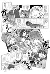  5girls alice_margatroid bad_id bad_pixiv_id camera_lens check_translation child cloud comic forest greyscale ground_vehicle helmet hinanawi_tenshi kawashiro_nitori m4_sherman medium_tank military military_vehicle monochrome motor_vehicle multiple_girls nature patchouli_knowledge rain reiuji_utsuho steering_wheel tank touhou translated translation_request 