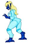 3_fingers 3_toes alternate_species anthro barefoot big_breasts big_butt blonde_hair blue_body blue_bodysuit blue_clothing blue_eyes blue_scales blue_skinsuit bodysuit breasts butt claws clenched_teeth clothed clothing digitigrade dragon eyelashes fangs feet female finger_claws fingers growth hair heel_claw horn huge_breasts ivanks long_hair looking_down metroid mid_transformation mythological_creature mythological_scalie mythology nintendo non-mammal_breasts pupils rear_view reptile samus_aran scales scalie side_view simple_background skinsuit slit_pupils snout solo space_dragon_(metroid) species_transformation spread_legs spreading standing tail tail_growth teeth tight_clothing toe_claws toes torn_clothing transformation transformation_through_technology white_background worried worried_look zero_suit