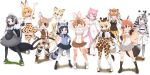  6+girls animal_ears apron belt black_eyes black_hair blonde_hair boots bow bowtie brown_eyes brown_hair cardigan chapman&#039;s_zebra_(kemono_friends) common_raccoon_(kemono_friends) dhole_(kemono_friends) dress elbow_gloves extra_ears fingerless_gloves gambian_rat_(kemono_friends) garter_straps giant_anteater_(kemono_friends) gloves grey_hair horns jacket japari_symbol kemono_friends kemono_friends_3 long_hair looking_at_viewer multiple_girls necktie official_art one_eye_closed orange_hair pants pantyhose peach_panther_(kemono_friends) pink_hair red_eyes red_fox_(kemono_friends) red_hair reticulated_giraffe_(kemono_friends) ribbon sand_cat_(kemono_friends) scarf serval_(kemono_friends) shirt shoes short_hair siberian_tiger_(kemono_friends) skirt sleeveless sleeveless_shirt socks tail thighhighs transparent_background twintails white_hair yellow_eyes 