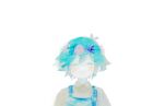  1boy absurdres basil_(headspace)_(omori) basil_(omori) blue_overalls closed_eyes closed_mouth collared_shirt flower green_hair head_wreath highres omori overalls shirt short_hair simple_background solo ttopoko upper_body white_background yellow_shirt 