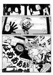  car comic drunk greyscale ground_vehicle highres itasha matsuda_yuusuke monochrome motor_vehicle multiple_boys punching tiara translation_request yuusha_masatoshi yuusha_to_maou 