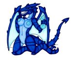 3_fingers 3_toes alternate_species anthro areola aroused aroused_face aroused_smile bald barefoot belly_scales big_breasts blue_areola blue_body blue_nipples blue_scales blue_tongue breasts butt claws clothing digitigrade dragon earhole enjoying erect_nipples eyelashes eyes_closed feet female finger_claws fingers front_view genitals heel_claw hissing horn huge_breasts ivanks kneeling long_neck long_tail long_tongue membrane_(anatomy) membranous_wings mental_transformation metroid mid_transformation moan mythological_creature mythological_scalie mythology navel nintendo nipples non-mammal_breasts non-mammal_nipples nude open_mouth pussy reptile samus_aran scales scalie sharp_teeth simple_background snout solo space_dragon_(metroid) spade_tail species_transformation spines spread_legs spreading tail tearing_clothing teeth thick_thighs toe_claws toes tongue tongue_out torn_clothing transformation transformation_through_technology white_background wings