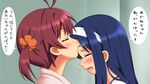  blue_hair brown_hair closed_eyes forehead_kiss futaba_aoi_(vividred_operation) highres isshiki_akane kimuti-g kiss long_hair multiple_girls short_hair tears vividred_operation yuri 