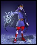  belt buckle cloak full_body hair_over_one_eye long_sleeves louten magic male_focus pale_skin pants purple_hair solo standing the_legend_of_zelda the_legend_of_zelda:_the_minish_cap vaati veil 