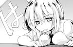  comic greyscale hairband monochrome nanaroku_(fortress76) reisen_udongein_inaba saliva short_hair skirt solo touhou translated waking_up 