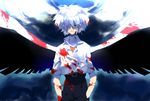  bad_id bad_pixiv_id black_wings blood kyouichi male_focus nagisa_kaworu neon_genesis_evangelion red_eyes solo white_hair wings 